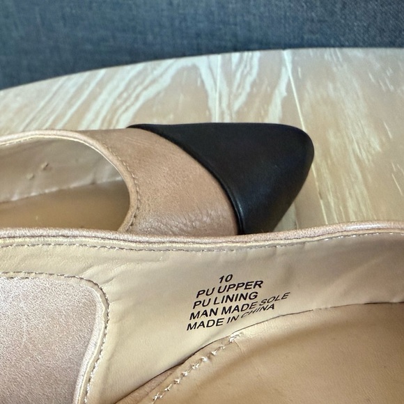 Express|Tan & Black Slingback low Heels,Preppy colorblock pointed pumps•size 10 - Picture 12 of 13